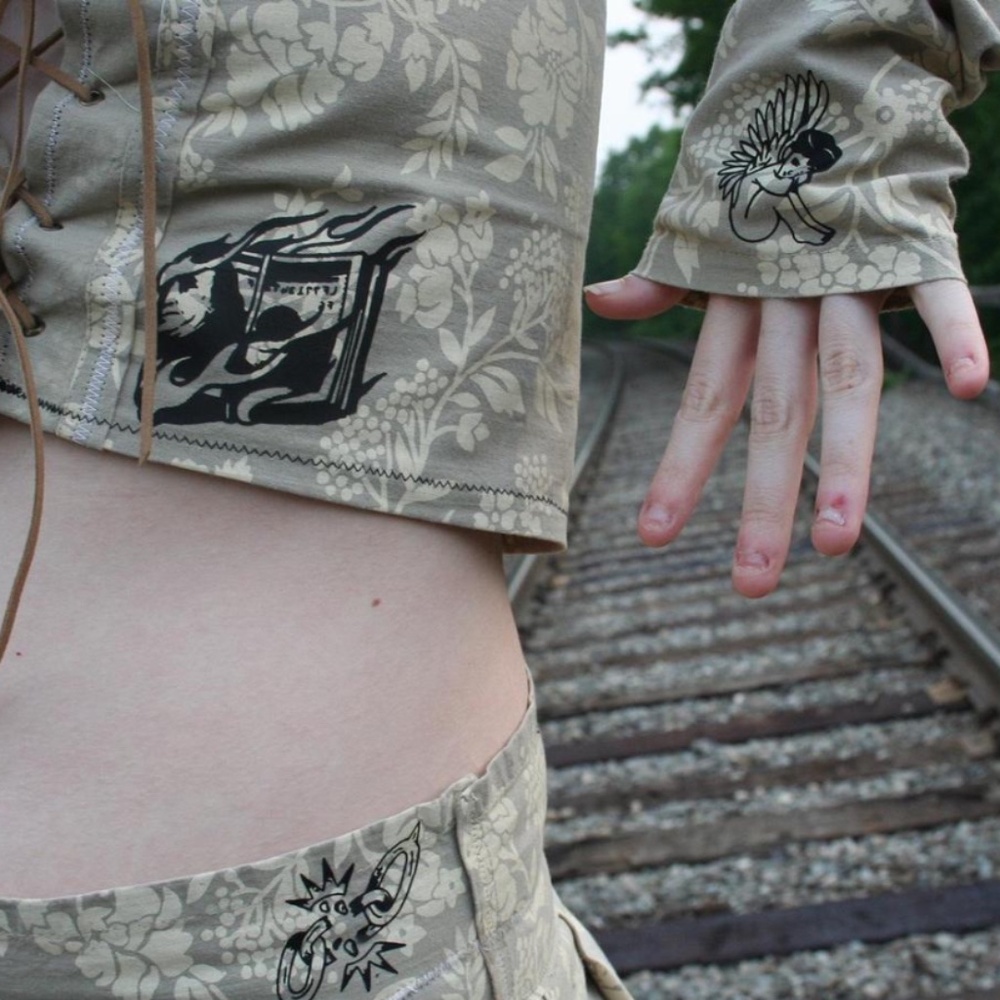 DEBT TO THE DIVINE 4 PIECE VINTAGE FABRIC 1/1 SKIRT SET <3 HANDMADE
